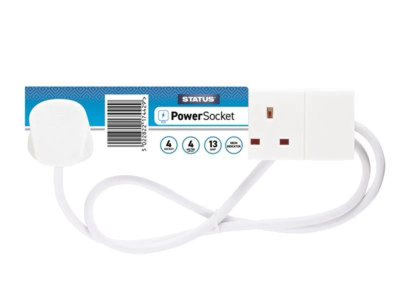 Image of Status S4W4Ms6 Extension Lead 240V 4-Gang 13A White 4M Sin4Sm4W
