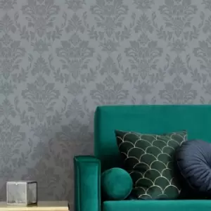 Image of Boutique By Graham&brown - Boutique Royal Damask Sliver Wallpaper - Beige
