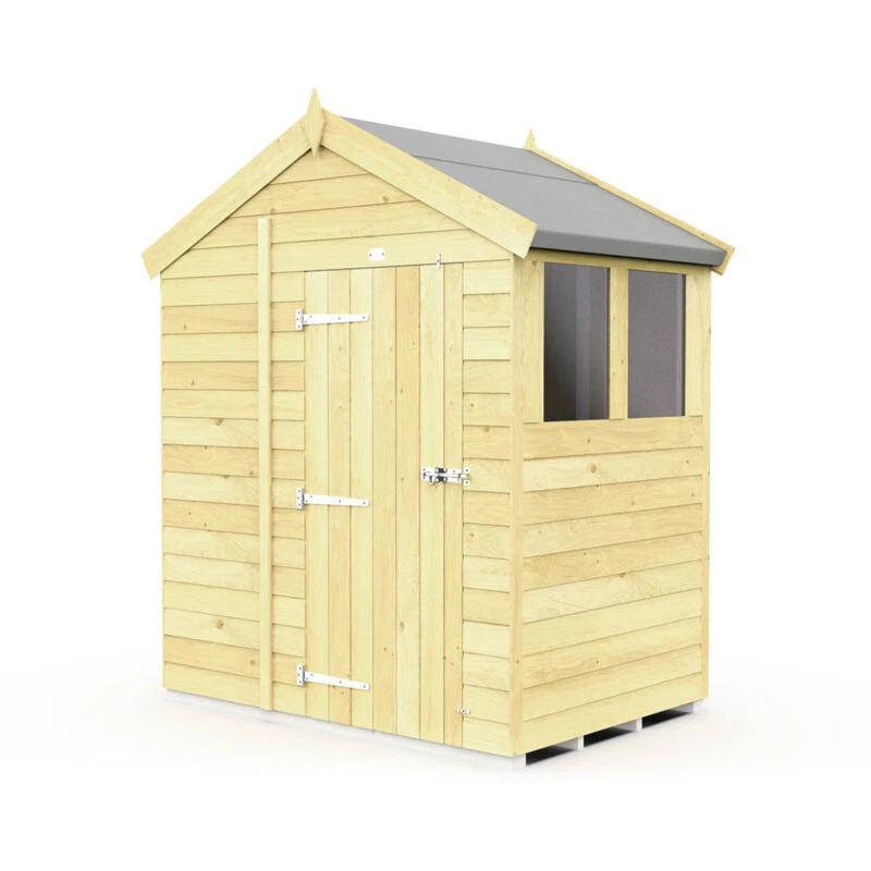 Image of Flat Pack Sheds DIY Sheds 6 x 4 Apex Shed, Brown 6X4AFF