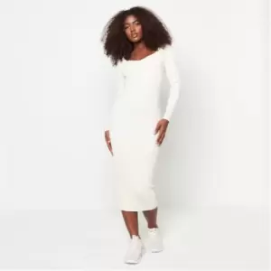 Missguided Recycled Rib Sweetheart Neck Knit Midaxi Dress - Cream