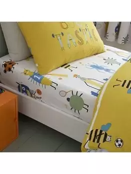 Image of Catherine Lansfield Bugtastic Fitted Sheet, Multi, Size Toddler