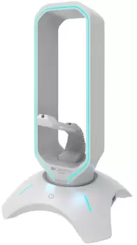 image of Canyon 3 in 1 Illuminated USB-A Gaming Headset Stand and Mouse Bungee, White