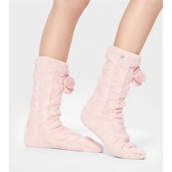Image of Ugg Pom Pom Fleece Sock - Seashell Pink