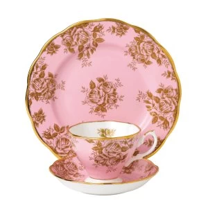 Image of Royal Albert 100 years 1960 golden roses 3 piece set Gold