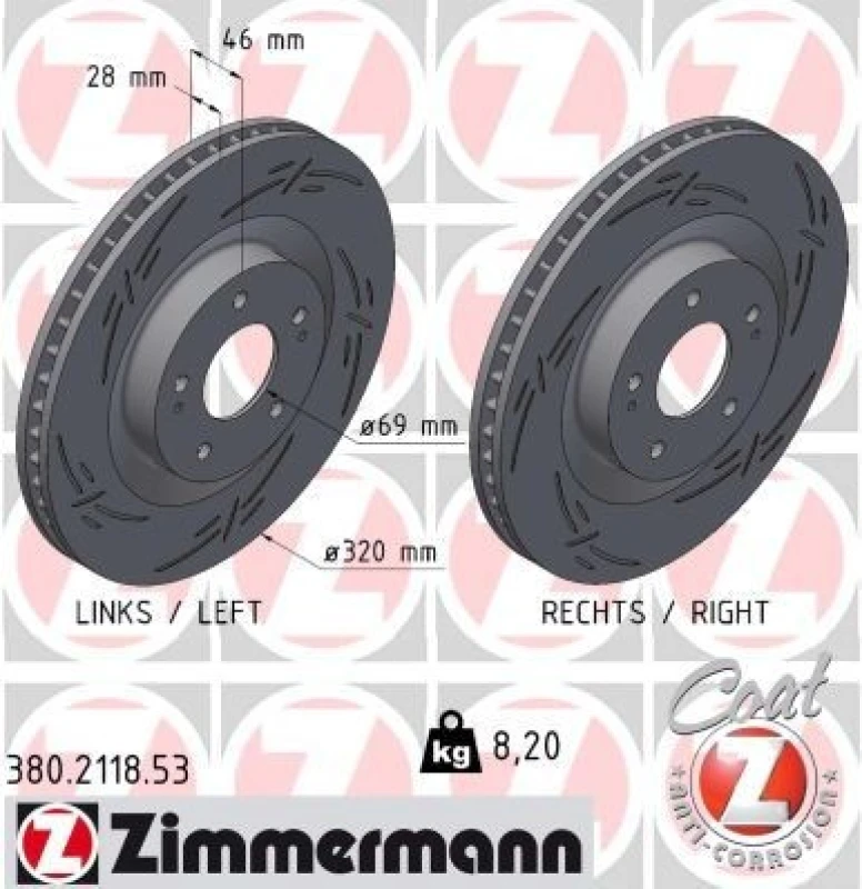 Image of ZIMMERMANN Brake disc ZIMMERMANN 380.2118.53