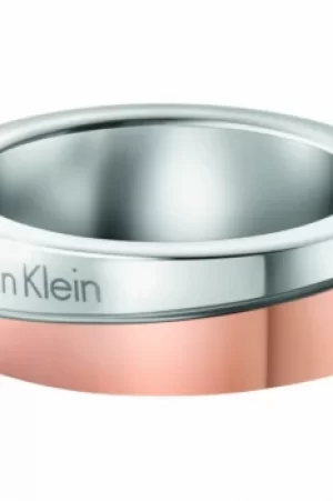 Image of Ladies Calvin Klein Two-Tone Steel and Rose Plate Size J Hook Ring KJ06PR200105