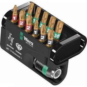 Image of Wera Bit-Check 12 Diamond 1 05057421001 Bit set 12 Piece Pozidriv, Phillips, TORX socket BiTorsion