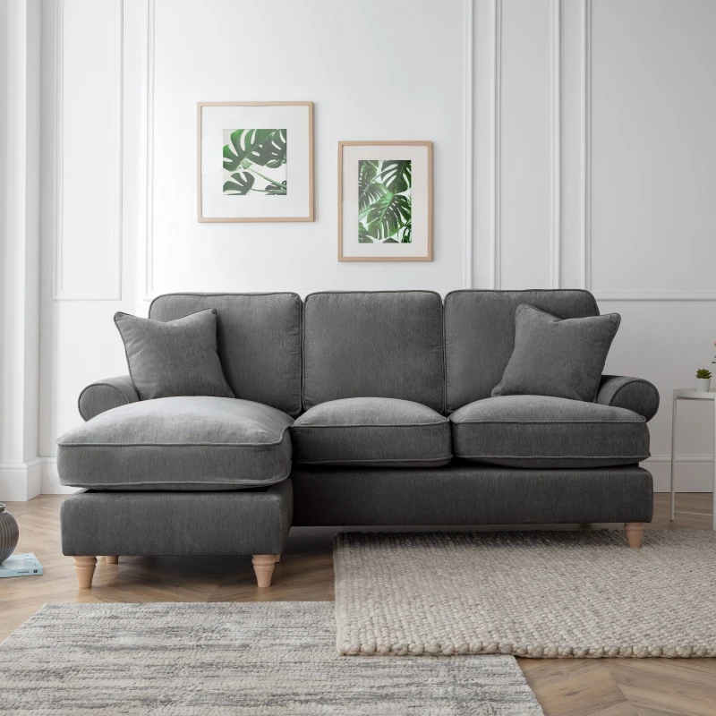 Image of The Great Sofa Company Ezra Left Hand Chaise Sofa Manhattan Charcoal Charcoal Unisex