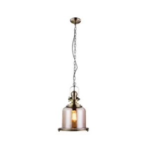 Image of Kilkis Dome Ceiling Pendant 1 Light Glass-Metal Bronze