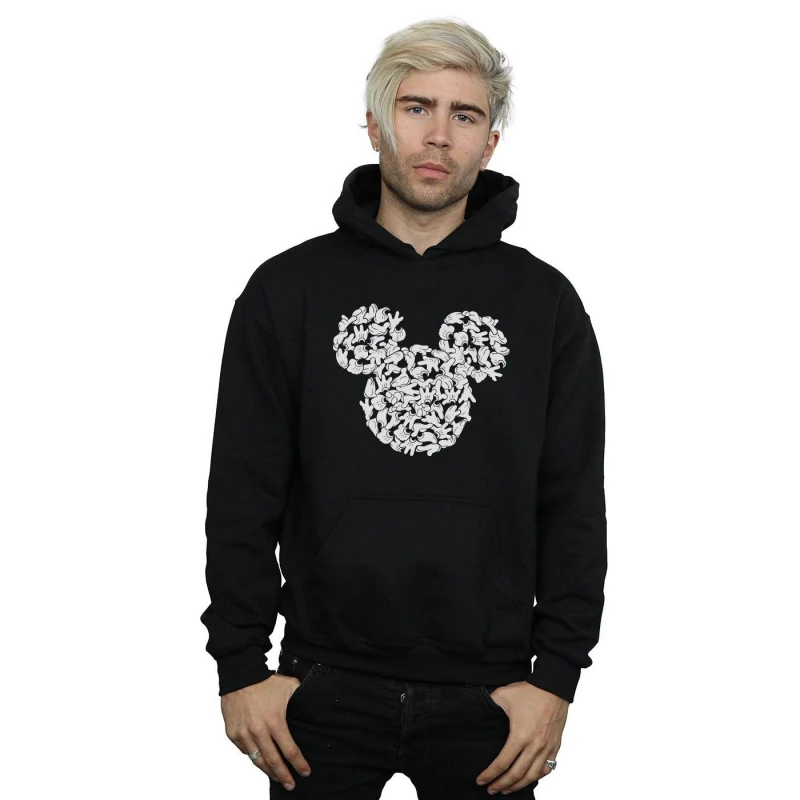 Image of Disney Men Mickey Mouse Head Of Hands Hoodie in Black Size: Small Black S Male 5059308456502