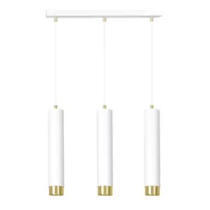 Image of Kibo White/Gold Bar Pendant Ceiling Light 3x GU10