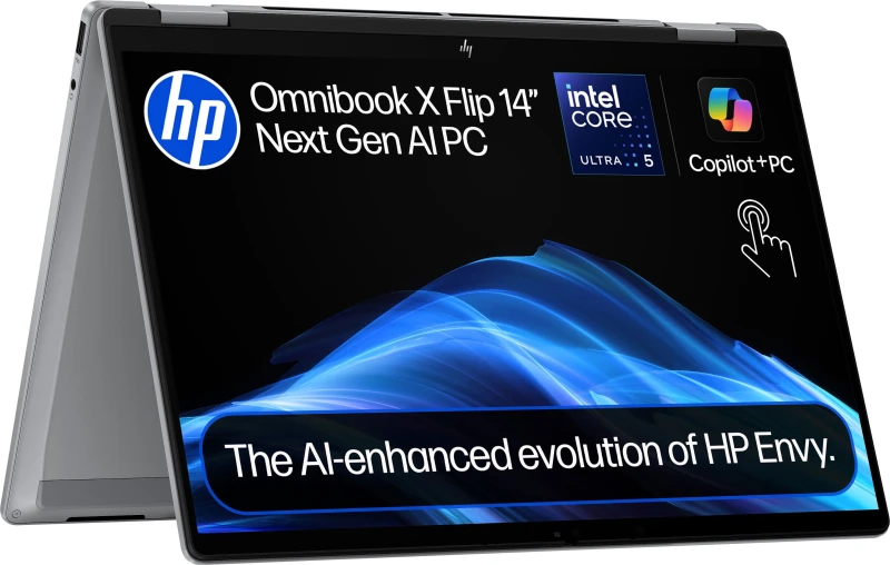 Image of HP OmniBook X Flip 14-fm0005na 14" 2-in-1 Copilot+ Laptop - Intel Core Ultra 5, 512GB SSD, 16GB RAM - Silver