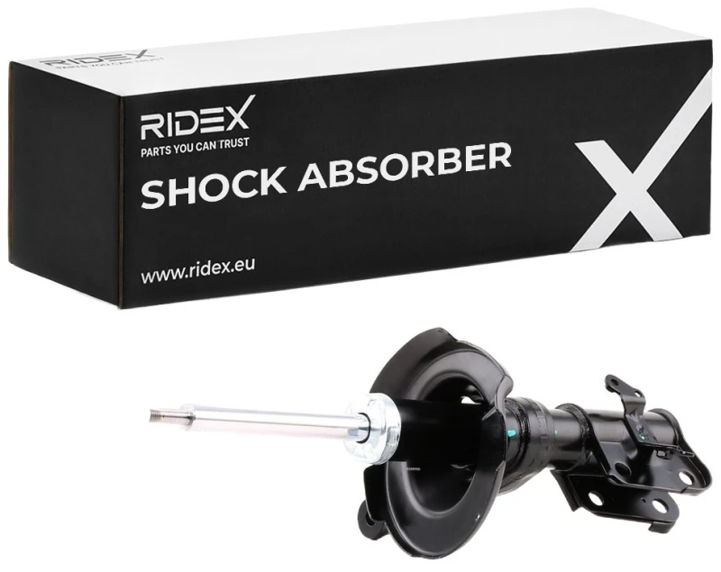 Image of RIDEX 854S0515 Shock absorber Front Axle Right, Gas Pressure, Twin-Tube, Suspension Strut, Bottom Clamp Shock Absorber (854)