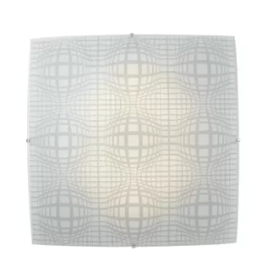 image of PROJECT LED Patterned Glass Flush Ceiling Light White 1640lm 4000K 30x30cm