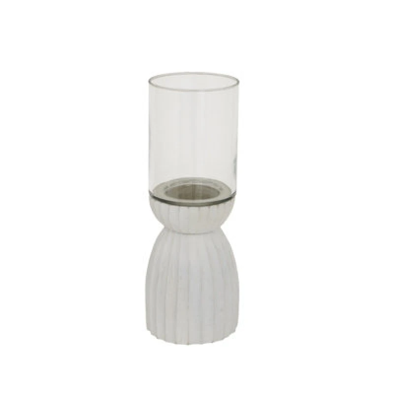 Image of Large White Carved Hurricane Lantern