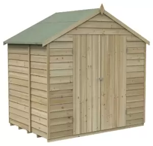 Image of Forest Garden 7 x 5ft 4Life Apex Overlap Pressure Treated Double Door Windowless Shed with Assembly