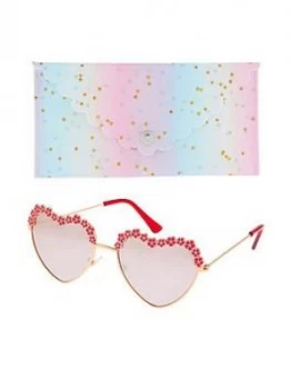 image of Monsoon Girls Heart Flower Sunglasses With Case - Pink