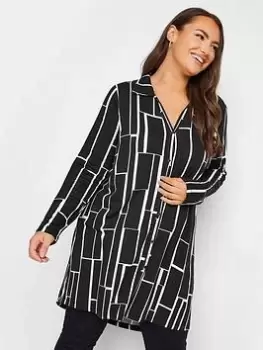 Image of Yours Jersey Shirt Fashion Natural Linear, Black, Size 22-24, Women