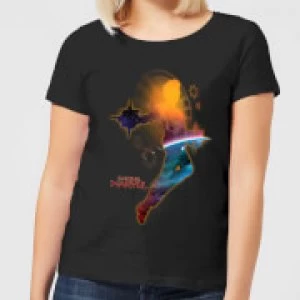 Image of Captain Marvel Nebula Flight Womens T-Shirt - Black