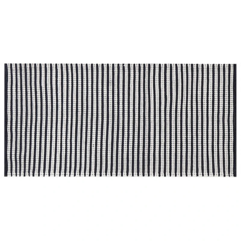 Image of Beliani Rug Sofulu Navy Blue 80 X 150 Cm Cotton