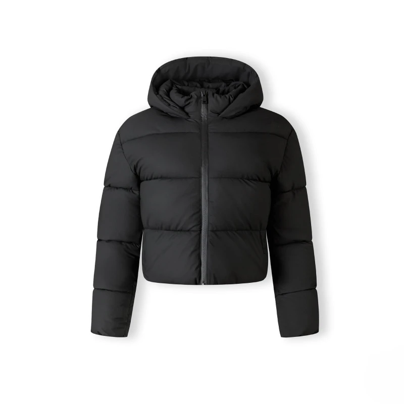Image of Minoti Women short water repellent quilted jacket with hood and high collar Black female 12 (M)