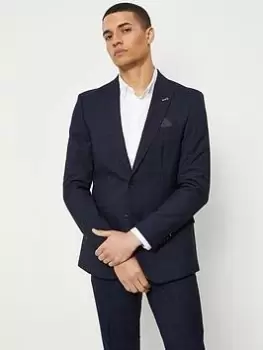 Image of Burton Menswear London Burton Slim Fit Navy Tonal Grindle Jacket, Navy, Size 38, Length Regular, Men
