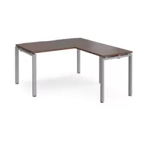 Image of Bench Desk Add On Return Desk 1400mm Walnut Tops With Silver Frames Adapt