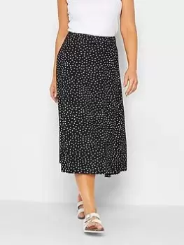 Image of M&Co Black Spot Jersey Printed Skirt, Black, Size 18, Women