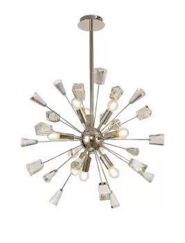 image of Sputnik Ceiling Pendant, 9 Light E14, Polished Nickel, Crystal