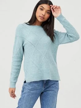 Image of Oasis Argyle Stitch Jumper - Pale Green Size M Women