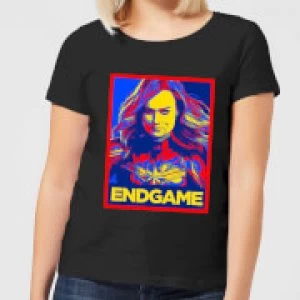 Image of Avengers Endgame Captain Marvel Poster Womens T-Shirt - Black