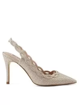 image of Dune London Dollys Plait Detail Mesh Court Shoe - Gold, Size 5, Women