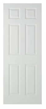 image of Wickes Woburn Internal Fire Door White Grained Moulded 6 Panel 2040x726mm