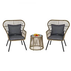 Image of Outsunny Rattan Coffee Set 863-061V70GY Coffee Brown