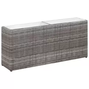 Image of Vidaxl Garden Raised Bed With 2 Pots 90x20x40cm Poly Rattan Grey