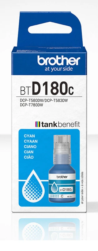 Image of Brother BTD180C Cyan Ink Bottle (Original)