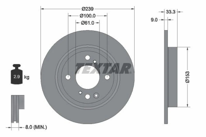 Image of Brake disc TEXTAR 92333903