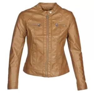 Image of Only ONLBANDIT womens Leather jacket in Brown - Sizes UK 6,UK 8,UK 10,UK 12,UK 14