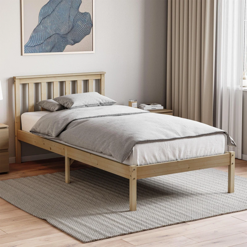 Image of Lassic Vida Designs Milan Single Wooden Bed, Low Foot Pine unisex Single