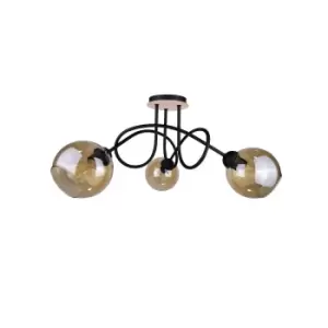 Venus Multi Arm Semi Flush Ceiling Light Wood, 70cm, 3x E27