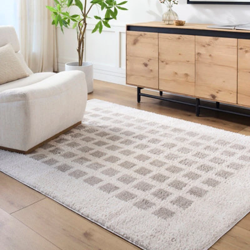 Image of Livabliss Machine Washable Modern Shaggy Medium Grey Laurine Area Rug 200 X 275cm - Easy Care, Ideal For Living Room & Bedroom
