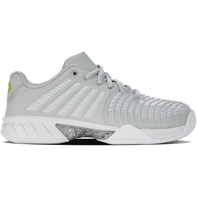 Image of K-Swiss Womens Express Light 3 HB Clay Court Lace Up Tennis Shoes Gray/White/Grn female 3.5 (36.5)