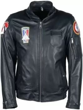 Image of Helstons Aeronef Motorcycle Leather Jacket, blue Size M blue, Size M