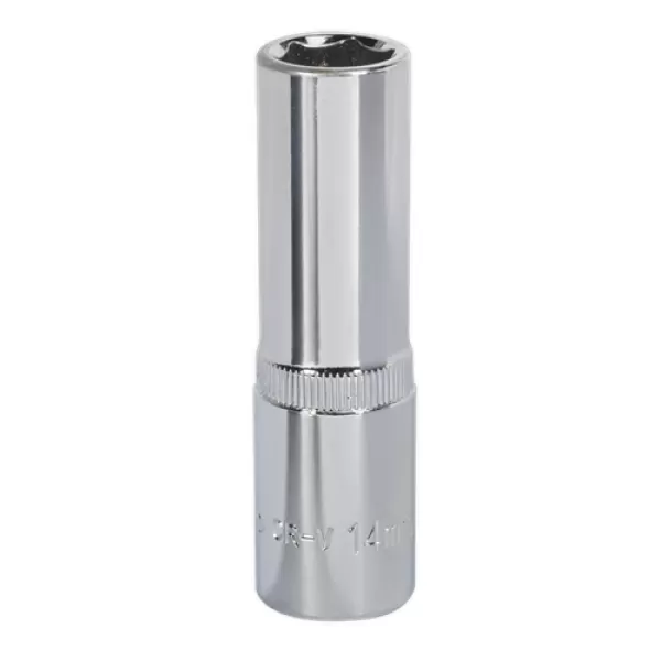 Image of Genuine SEALEY SP1214D WallDrive® Socket 14mm Deep 1/2Sq Drive Fully Polished