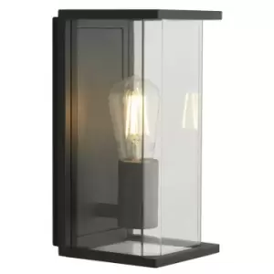 Image of Searchlight Bakerloo 1 Light E27 Outdoor Boxed Wall/Porch Light Dark Grey, Clear Glass IP44