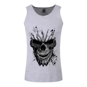 Image of Grindstore Mens Carved Skull Vest Top (XL) (Grey)
