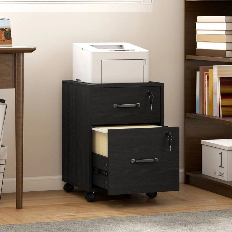 Image of HOMCOM Roll File Cabinet with Drawer, Organiser Letter Size, Black Unisex
