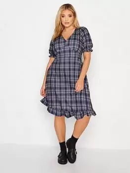 Image of Yours V Neck Dress Checked - Multi, Red, Size 18, Women