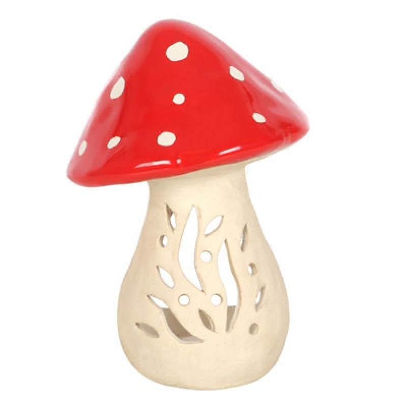 Image of Something Different Something Different Ceramic Mushroom Tea Light Holder in Red Red One Size Unisex 5063527220387