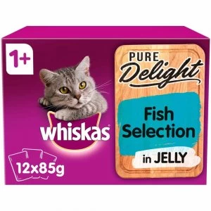 image of Whiskas 1+ Pure Delight Fish Selection in Jelly Cat Food 12 x 85g